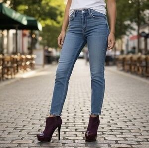 PRIMADONNA Burgundy Faux Suede Leather High Heel Ankle Booties Women’s Size 36